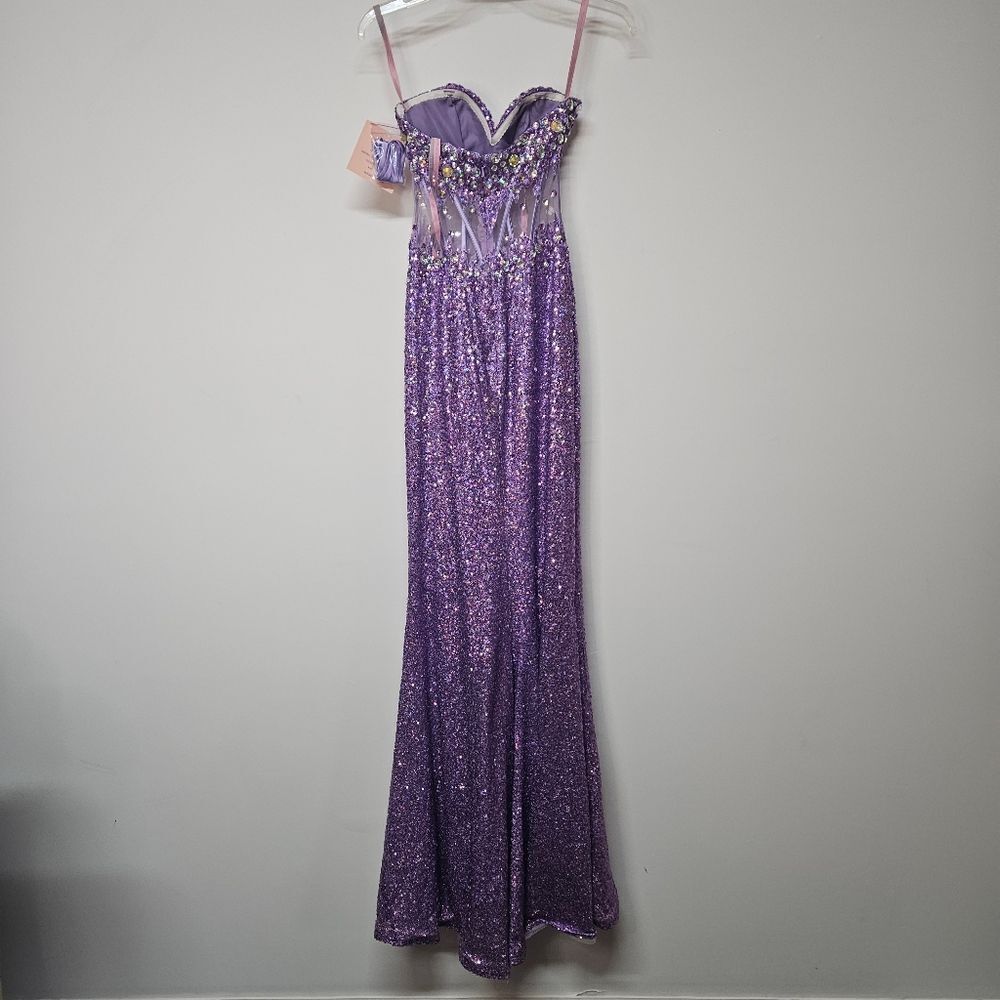NWT Blush Prom Sequin Prom Dress Size 00 - Picture 6 of 12